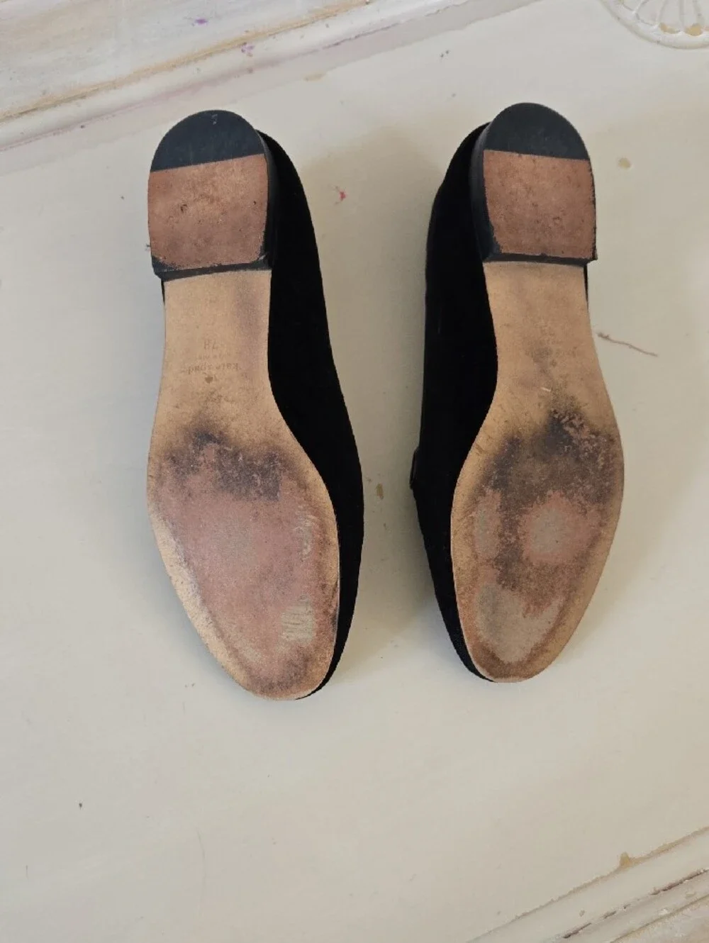 kate spade Black Velvet Loafers with Gold Logo